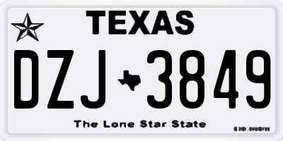 TX license plate DZJ3849