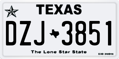 TX license plate DZJ3851