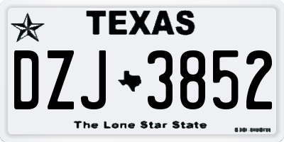 TX license plate DZJ3852