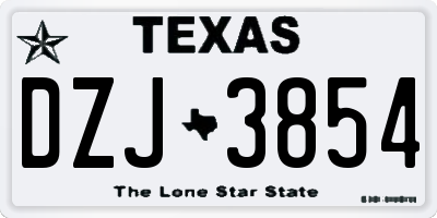TX license plate DZJ3854