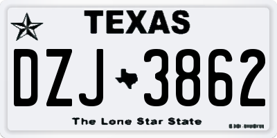 TX license plate DZJ3862