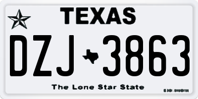 TX license plate DZJ3863