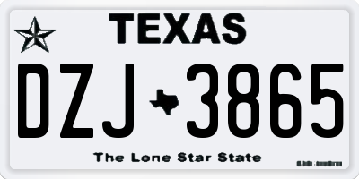 TX license plate DZJ3865