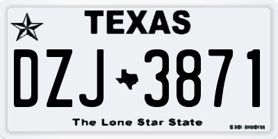 TX license plate DZJ3871