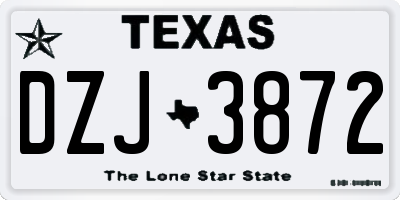 TX license plate DZJ3872