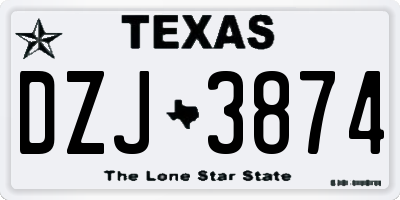 TX license plate DZJ3874