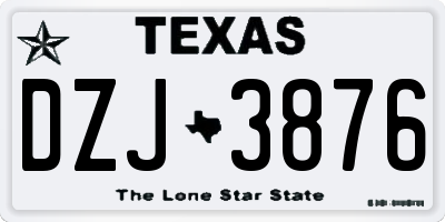 TX license plate DZJ3876
