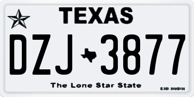 TX license plate DZJ3877