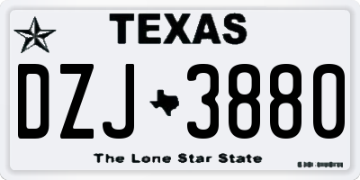 TX license plate DZJ3880