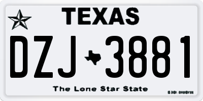 TX license plate DZJ3881