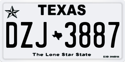 TX license plate DZJ3887