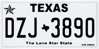 TX license plate DZJ3890