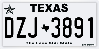 TX license plate DZJ3891