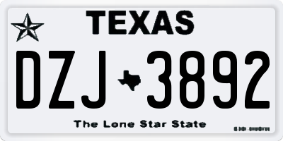TX license plate DZJ3892