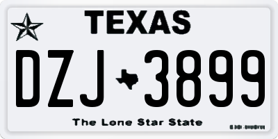 TX license plate DZJ3899