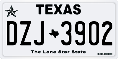 TX license plate DZJ3902