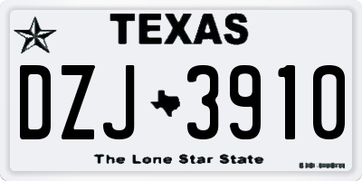 TX license plate DZJ3910