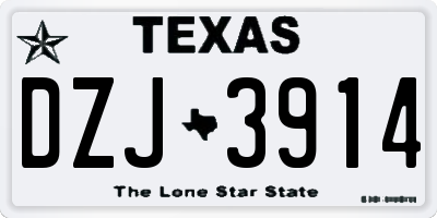 TX license plate DZJ3914