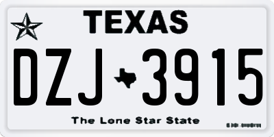 TX license plate DZJ3915