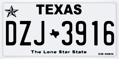 TX license plate DZJ3916
