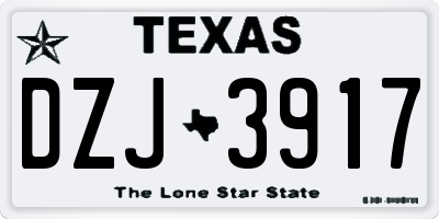 TX license plate DZJ3917