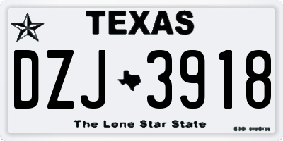 TX license plate DZJ3918