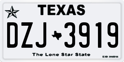 TX license plate DZJ3919