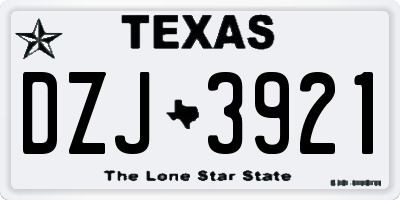 TX license plate DZJ3921