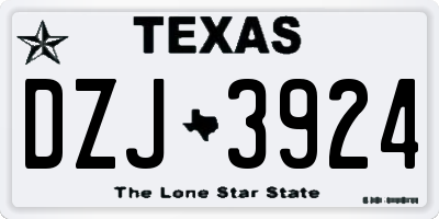 TX license plate DZJ3924