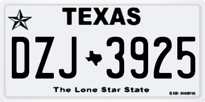 TX license plate DZJ3925