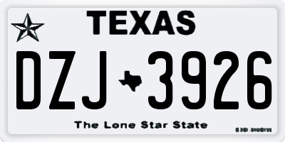 TX license plate DZJ3926