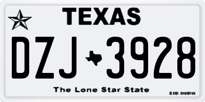 TX license plate DZJ3928