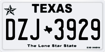 TX license plate DZJ3929