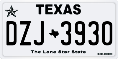 TX license plate DZJ3930