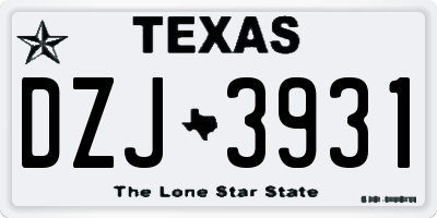 TX license plate DZJ3931
