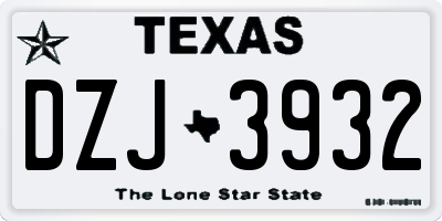 TX license plate DZJ3932