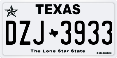 TX license plate DZJ3933