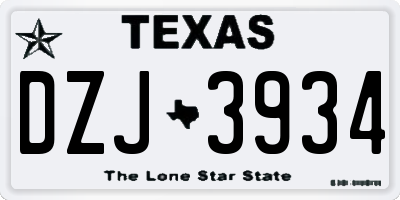 TX license plate DZJ3934