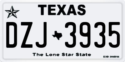 TX license plate DZJ3935