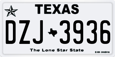 TX license plate DZJ3936