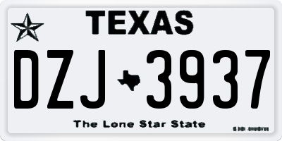 TX license plate DZJ3937