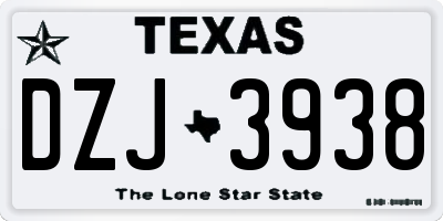TX license plate DZJ3938