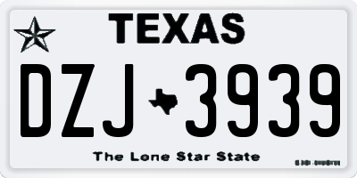 TX license plate DZJ3939