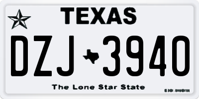 TX license plate DZJ3940