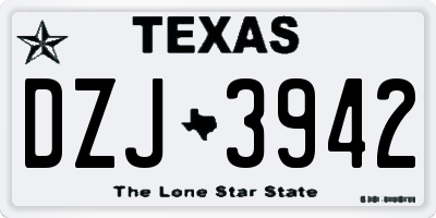 TX license plate DZJ3942