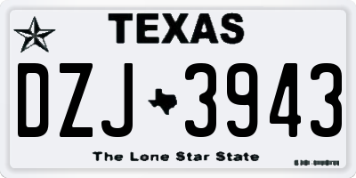 TX license plate DZJ3943