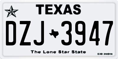 TX license plate DZJ3947