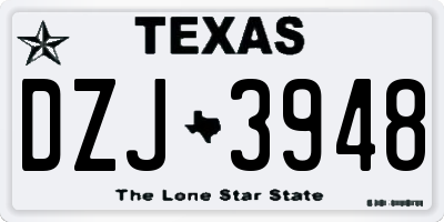 TX license plate DZJ3948