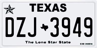 TX license plate DZJ3949