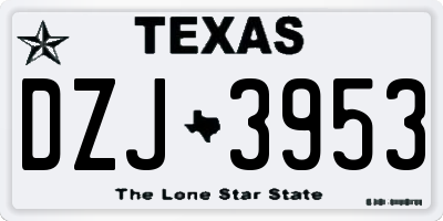 TX license plate DZJ3953